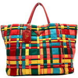 PRADA TESSUTO MULTICO ROSSO Tote Bag Multicolor Woven Front Magnetic Closure